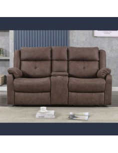 Schull 2 Seater Sofa with Console - Chestnut