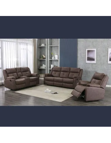 Schull 2 Seater Sofa with Console - Chestnut