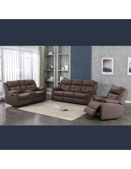 Schull 2 Seater Sofa with Console - Chestnut