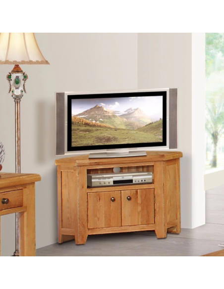Lancaster Corner TV Unit - Solid Oak