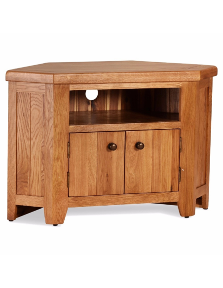 Lancaster Corner TV Unit - Solid Oak