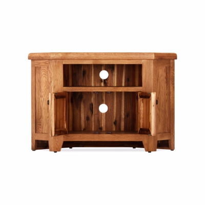 Lancaster Corner TV Unit - Solid Oak