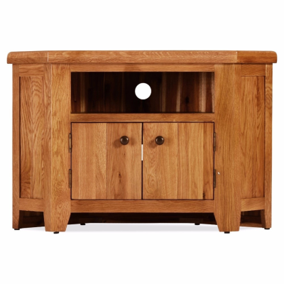 Lancaster Corner TV Unit - Solid Oak
