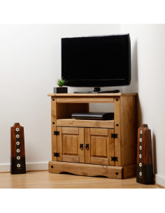 Corona Corner TV Cabinet - Distressed Waxed Pine