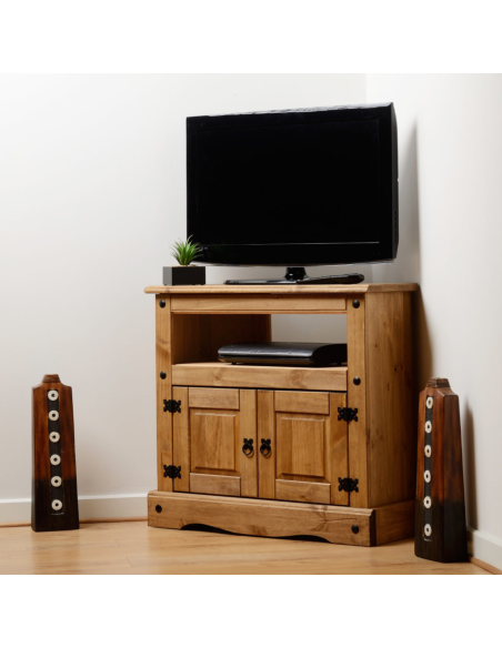 Corona Corner TV Cabinet - Distressed Waxed Pine