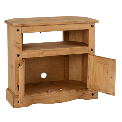 Corona Corner TV Cabinet - Distressed Waxed Pine