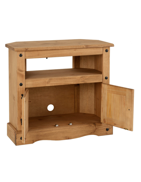 Corona Corner TV Cabinet - Distressed Waxed Pine