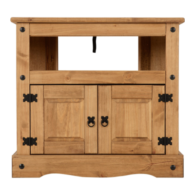 Corona Corner TV Cabinet - Distressed Waxed Pine