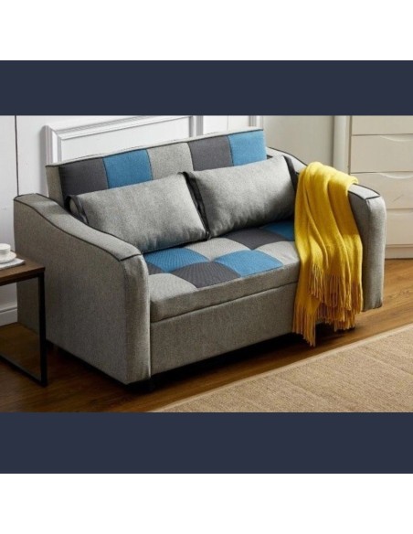 Celeste Sofa Bed - Teal/Grey Patchwork