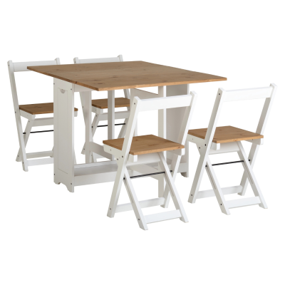 Santos Butterfly Dining Set (x4 Chairs) - White/Distressed Waxed Pine