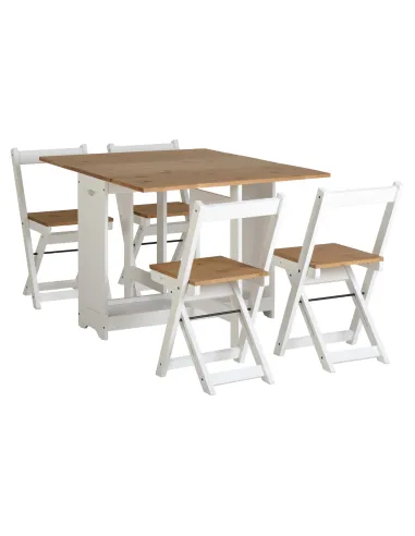 Santos Butterfly Dining Set (x4 Chairs) - White/Distressed Waxed Pine