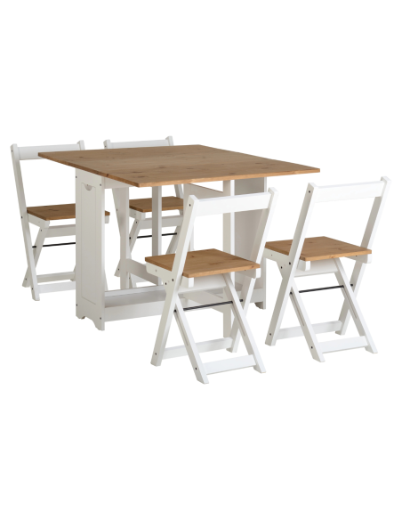 Santos Butterfly Dining Set (x4 Chairs) - White/Distressed Waxed Pine