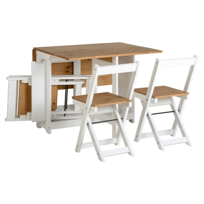 Santos Butterfly Dining Set (x4 Chairs) - White/Distressed Waxed Pine