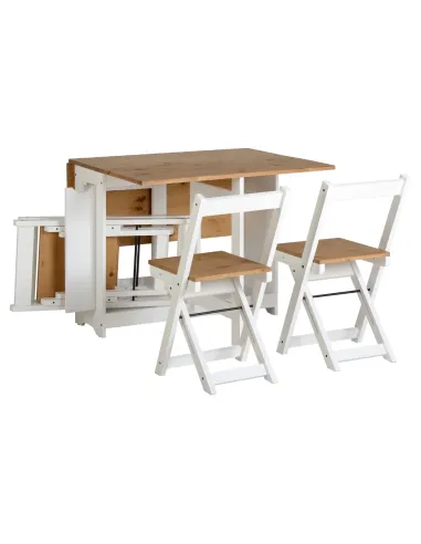 Santos Butterfly Dining Set (x4 Chairs) - White/Distressed Waxed Pine