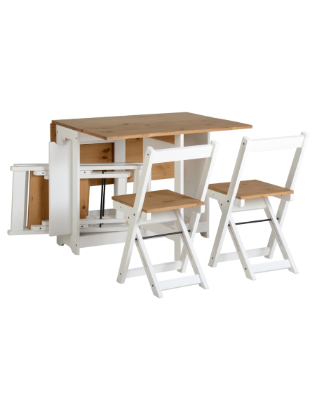 Santos Butterfly Dining Set (x4 Chairs) - White/Distressed Waxed Pine