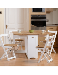 Santos Butterfly Dining Set (x4 Chairs) - White/Distressed Waxed Pine