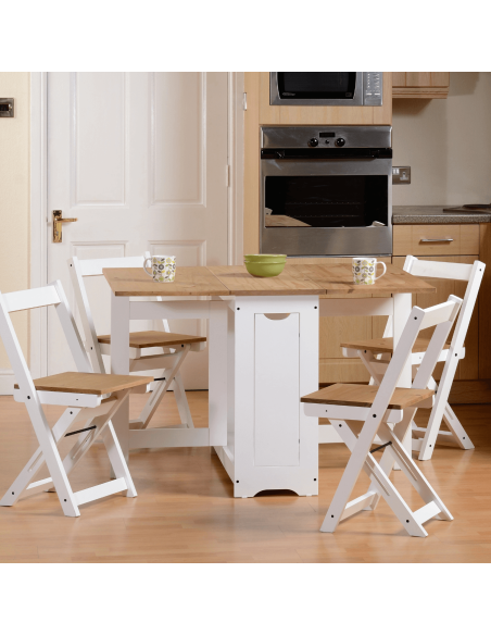 Santos Butterfly Dining Set (x4 Chairs) - White/Distressed Waxed Pine