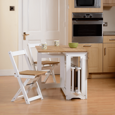 Santos Butterfly Dining Set (x4 Chairs) - White/Distressed Waxed Pine