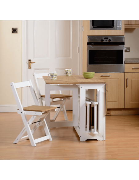 Santos Butterfly Dining Set (x4 Chairs) - White/Distressed Waxed Pine