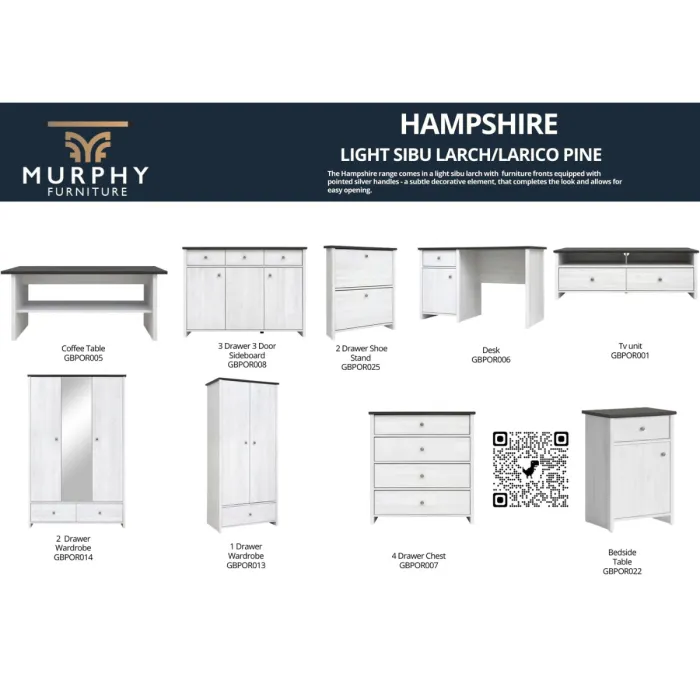 Hampshire 2 Door 1 Drawer Wardrobe - Larico Pine