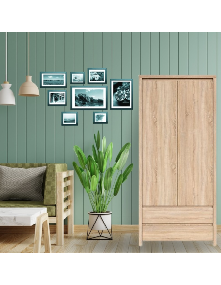 Lincoln 2 Door 2 Drawer Wardrobe - Sonoma Oak