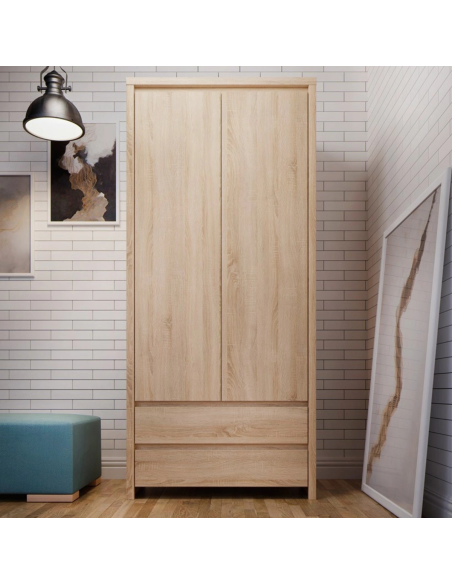 Lincoln 2 Door 2 Drawer Wardrobe - Sonoma Oak
