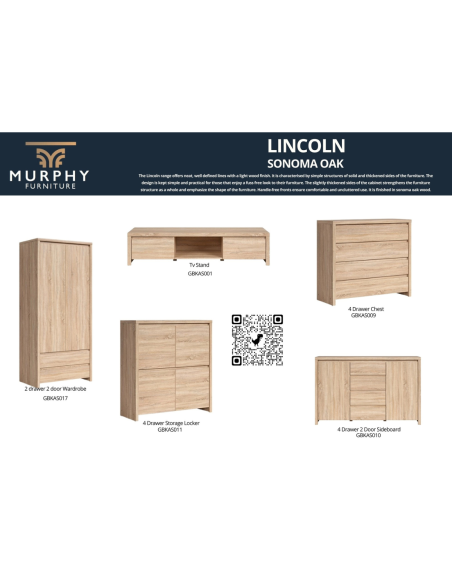 Lincoln 2 Door 2 Drawer Wardrobe - Sonoma Oak