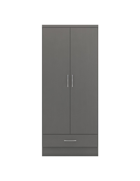 Nevada 2 Door 1 Drawer Wardrobe - 3D Effect Grey