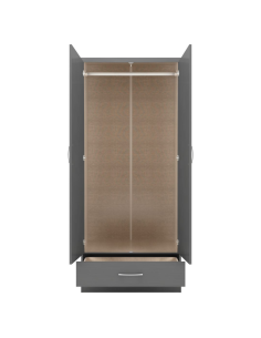 Nevada 2 Door 1 Drawer Wardrobe - 3D Effect Grey 2