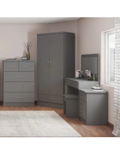 Nevada 2 Door 1 Drawer Wardrobe - 3D Effect Grey