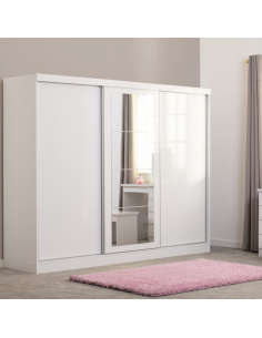 Nevada 3 Door Slider Wardrobe - White Gloss