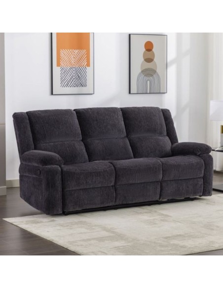 Ellington 3 Seater Recliner Sofa - Charcoal