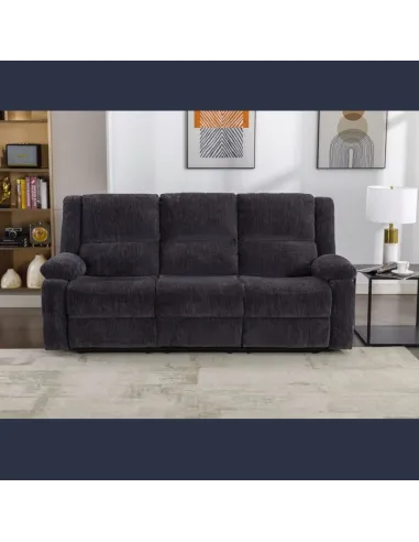 Ellington 3 Seater Recliner Sofa - Charcoal