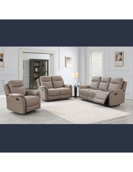 Reeves 3 Seater Manual Recliner Sofa - Sultry