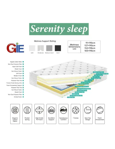 Serenity 4FT6 Luxury High Mattress
