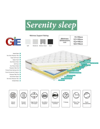 Serenity 6FT Plush Velvet Mattress