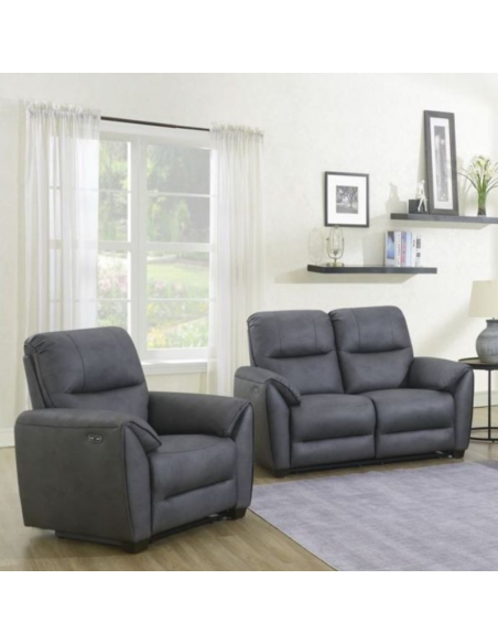 Ronan 2 Seater Power Recliner Sofa - Dark grey