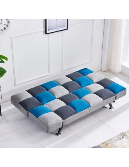 Milburn Sofa Bed Teal/Grey Patchwork