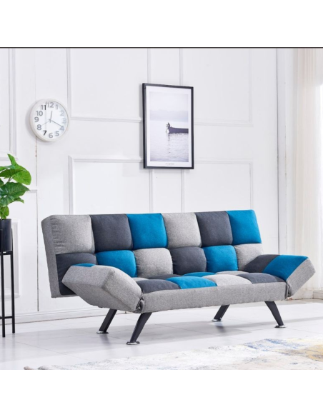 Milburn Sofa Bed Teal/Grey Patchwork