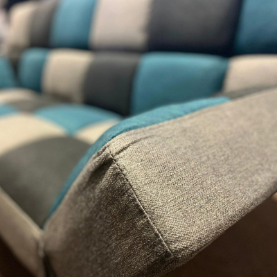 Milburn Sofa Bed - Teal/Grey Patchwork