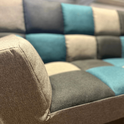Milburn Sofa Bed - Teal/Grey Patchwork