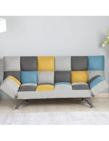 Milburn Sofa Bed - Yellow/Blue Patchwork
