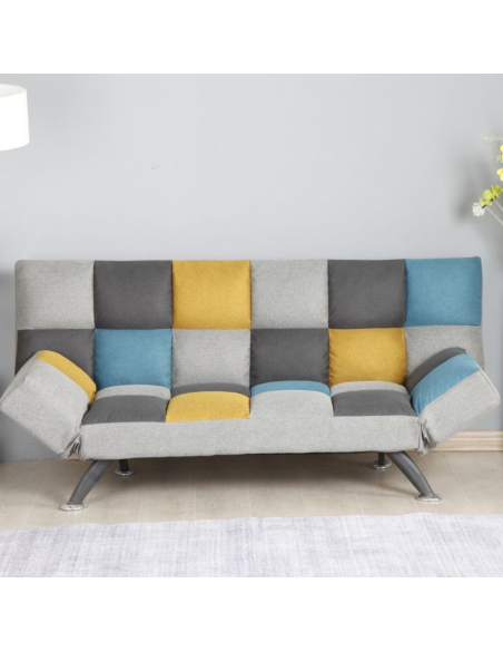 Milburn Sofa Bed - Yellow/Blue Patchwork