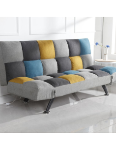 Milburn Sofa Bed - Yellow/Blue Patchwork