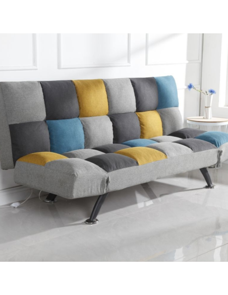 Milburn Sofa Bed - Yellow/Blue Patchwork