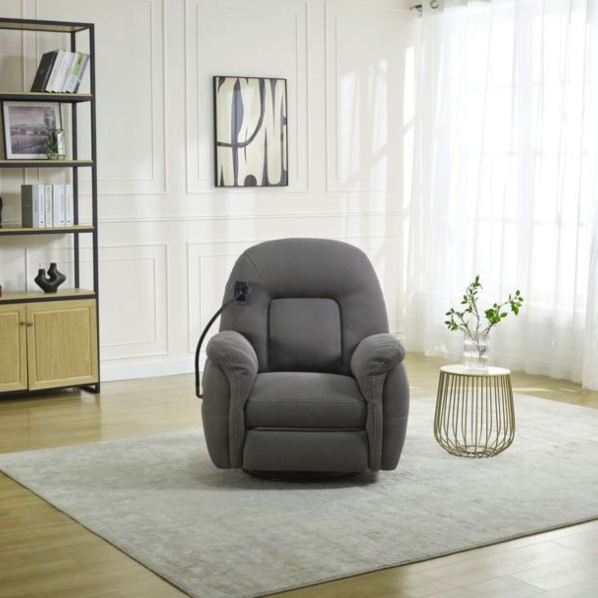 Reverie Reclining Chair with Phone Holder - Grey