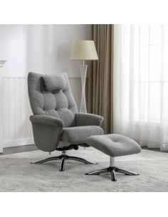 Stoke Recliner Chair & Ottoman - Light Grey