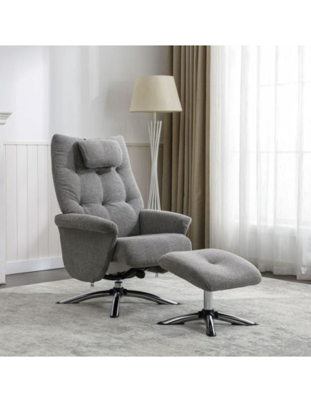 Stoke Recliner Chair & Ottoman - Light Grey