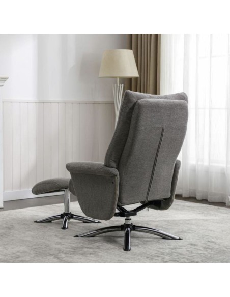 Stoke Recliner Chair & Ottoman - Light Grey