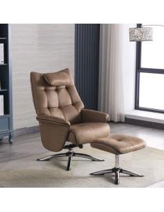 Stoke Recliner Chair & Ottoman - Chestnut